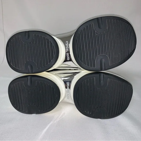 MICHAEL KORS Olympia Glitter Trainer Sneaker Women’s Black Silver 8.5M Lace Up - Picture 12 of 17